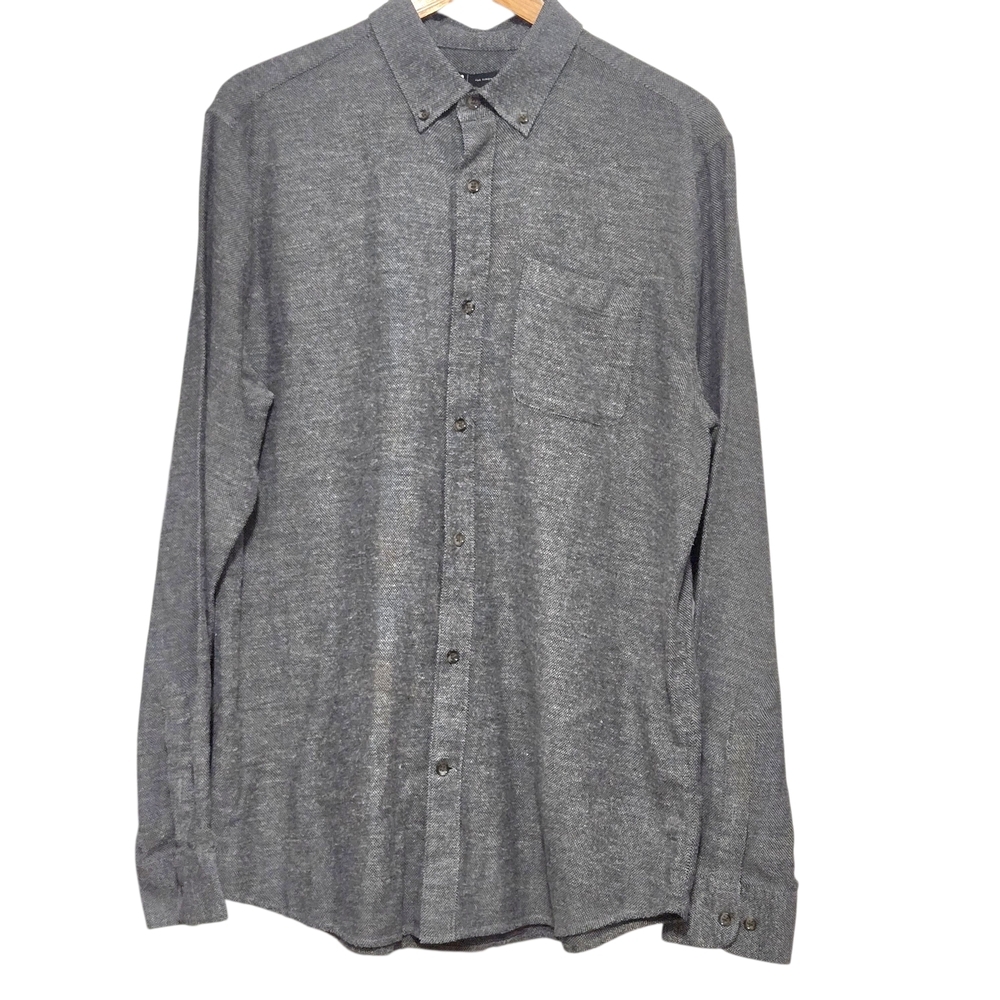 Le 31 By Simons Men's Gray Flannel Button Down  Long Sleeve Shirt  Size Large